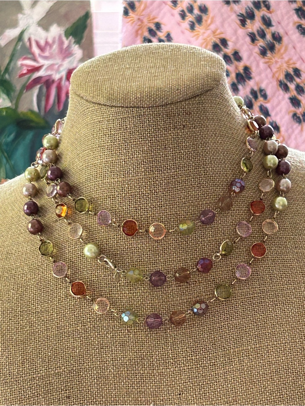Premier Designs Multi-Color Beaded Layering Necklace Autumn palette